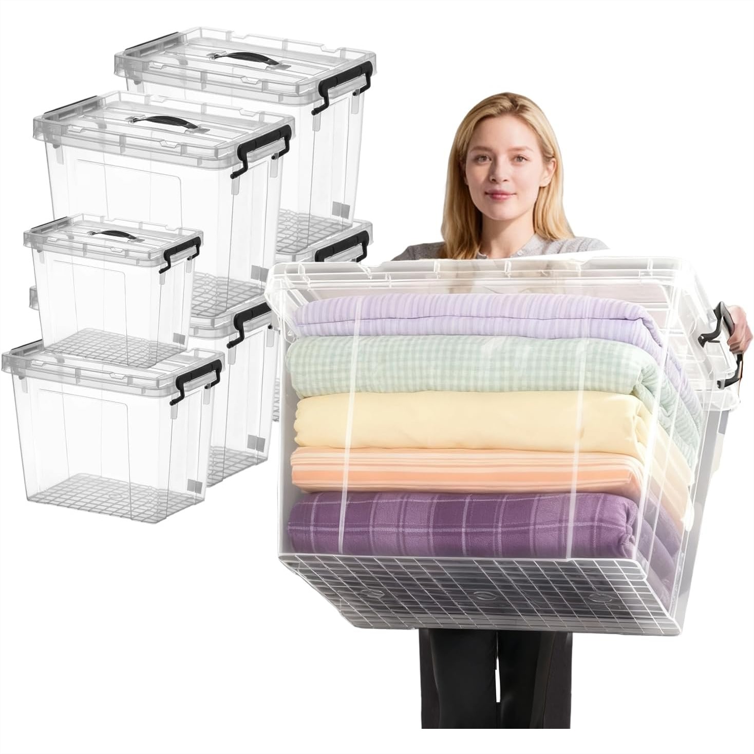 Home Security Images - 6 Pack Clear Storage Bins with