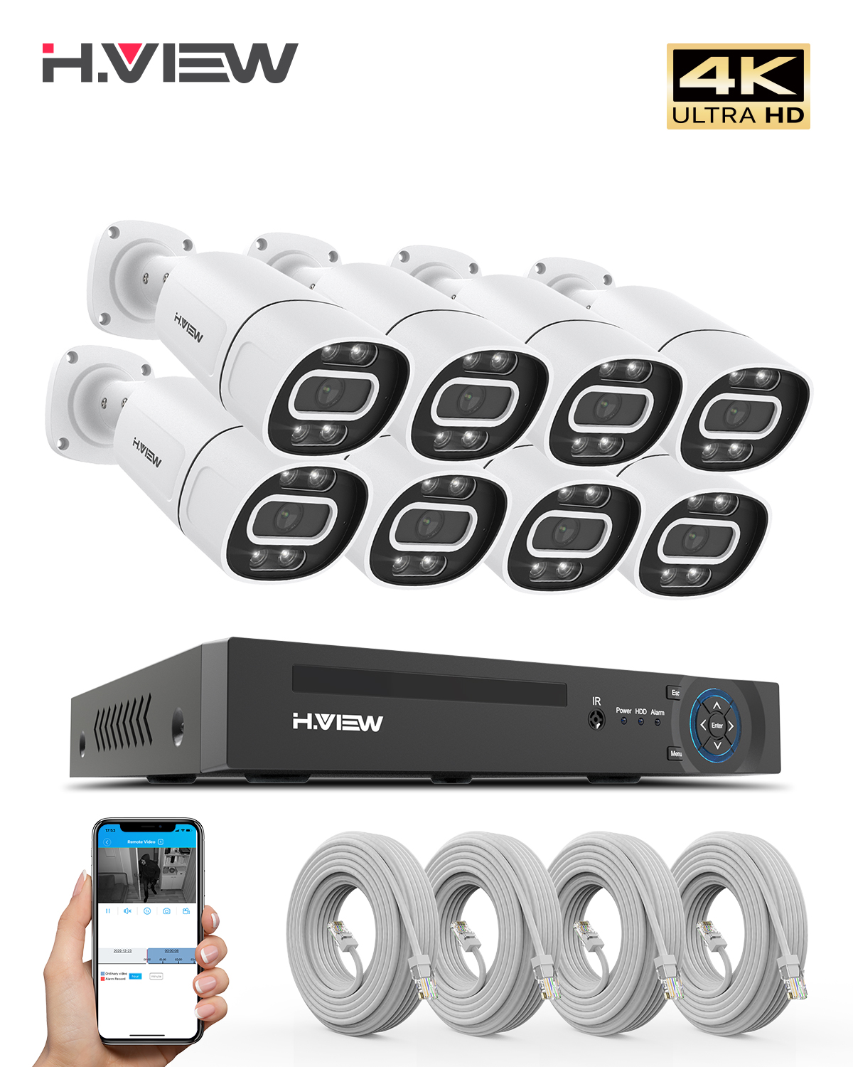 Home Security Network - H.View 4K 5Mp 8Mp poe Cctv