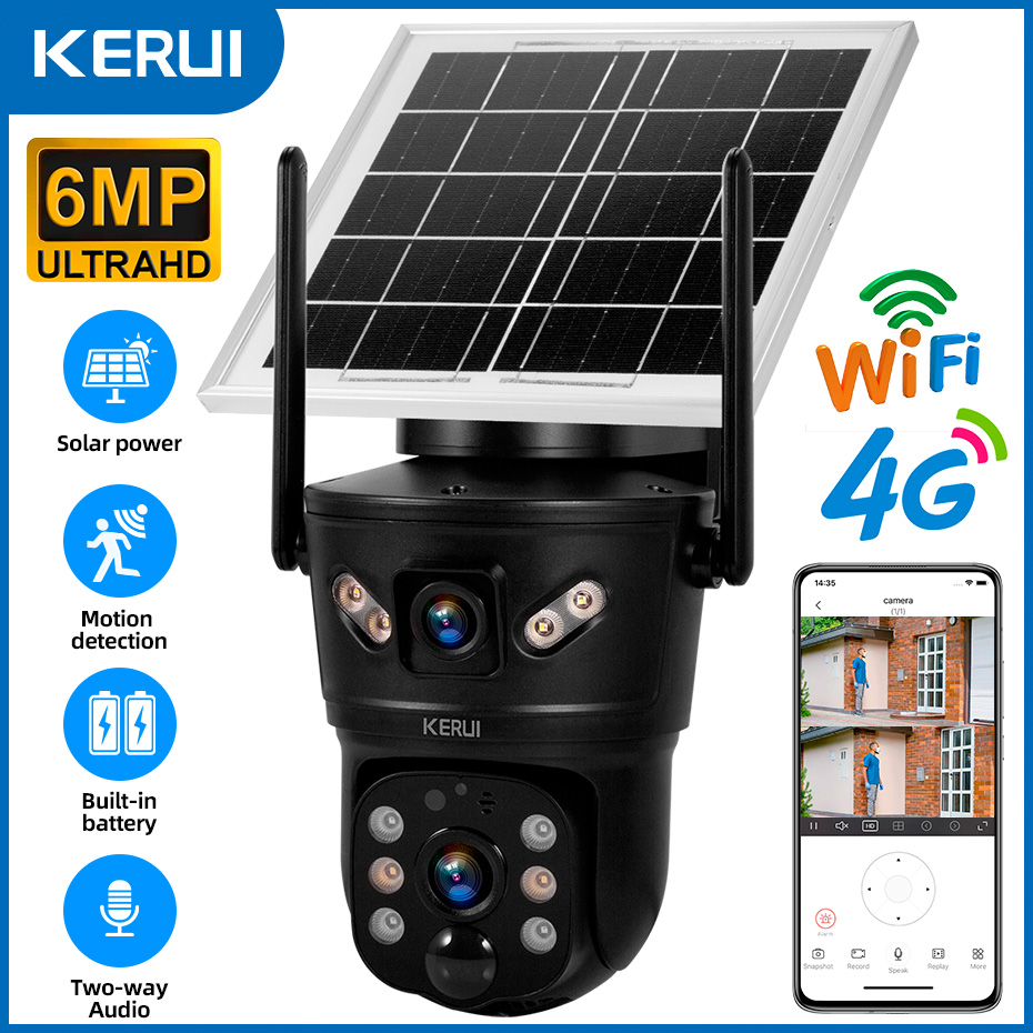 Home Security Monitoring System - KERUI Outdoor 6MP Solar Camera 4G