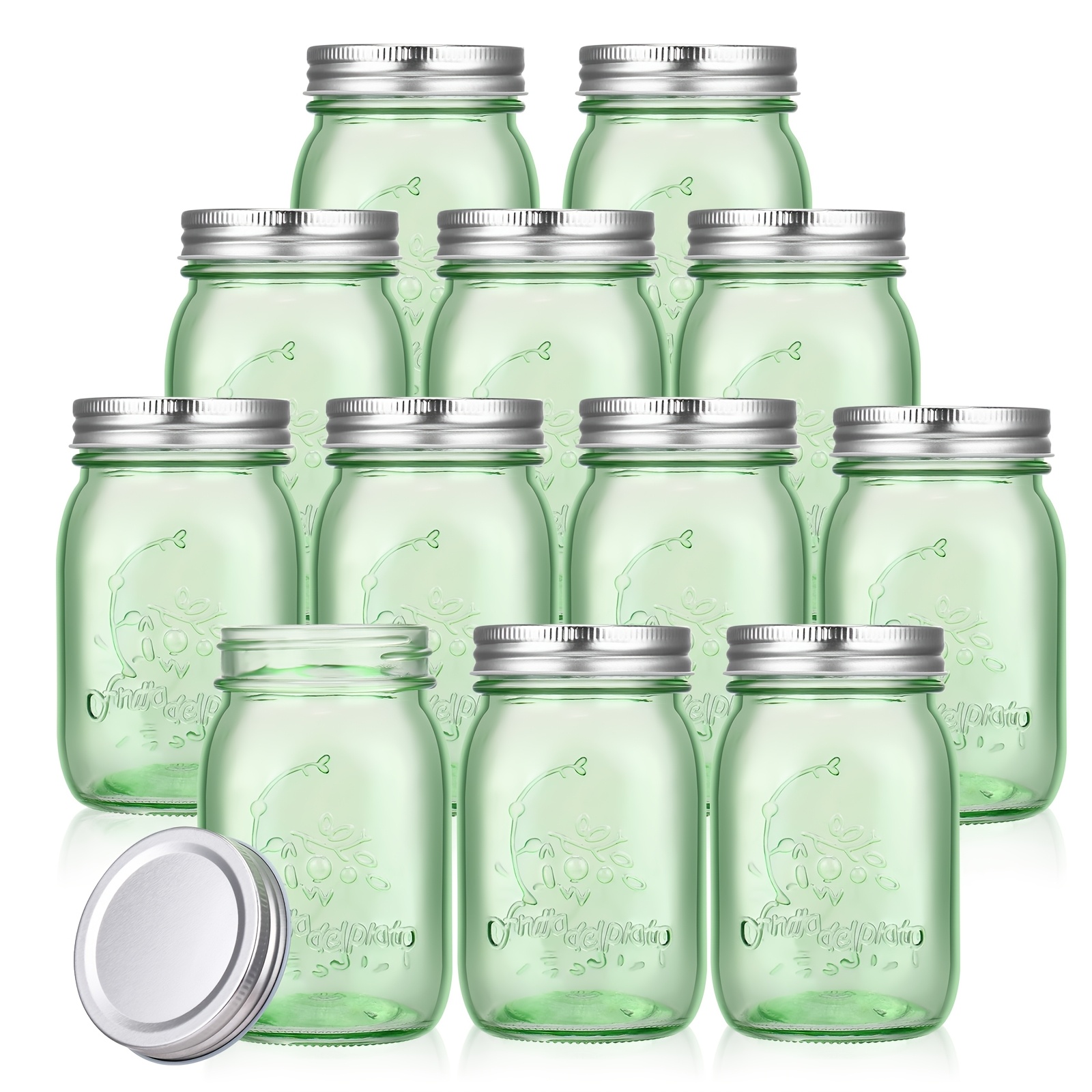 Home Security Project - 12-Pack 16oz Green Glass Mason Jars