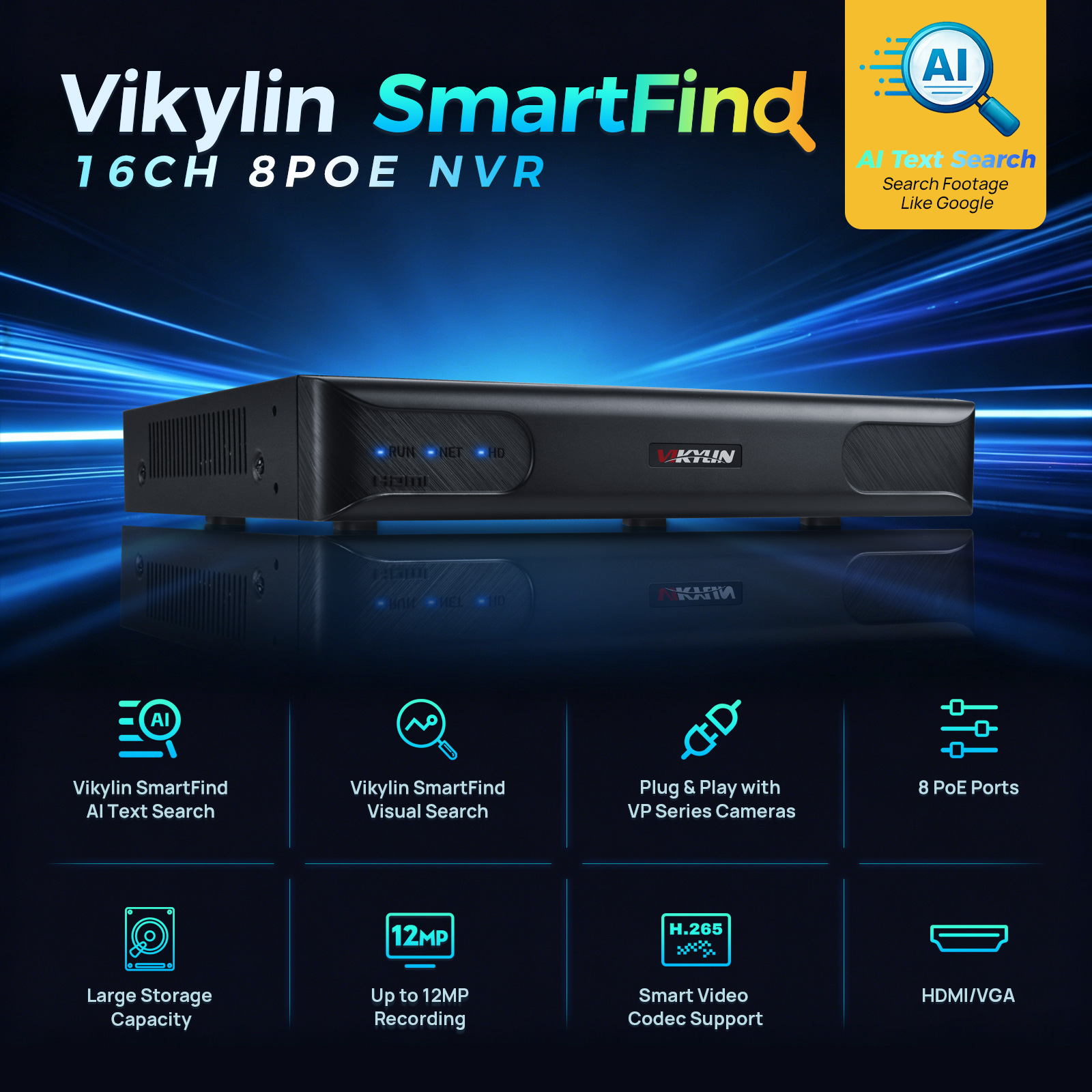 Vikylin 4K NVR 16CH 8POE Home  - Home Security Of America ulasan dan harga