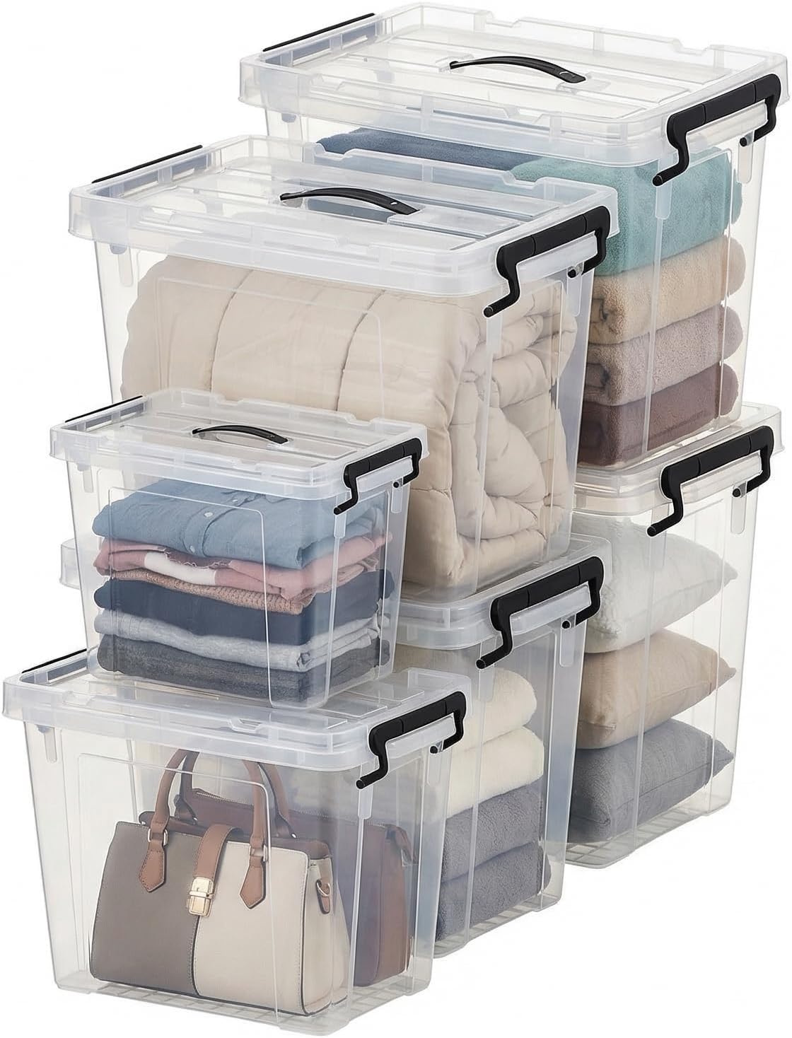 6 Pack Clear Storage Bins with - Home Security Images ulasan dan harga