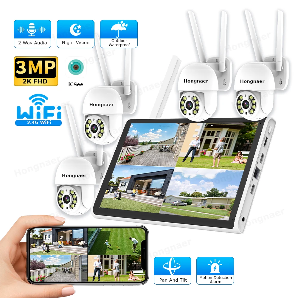 2026 Hongnaer 3MP 4 Channel Wi - Home Security And Cameras ulasan dan harga