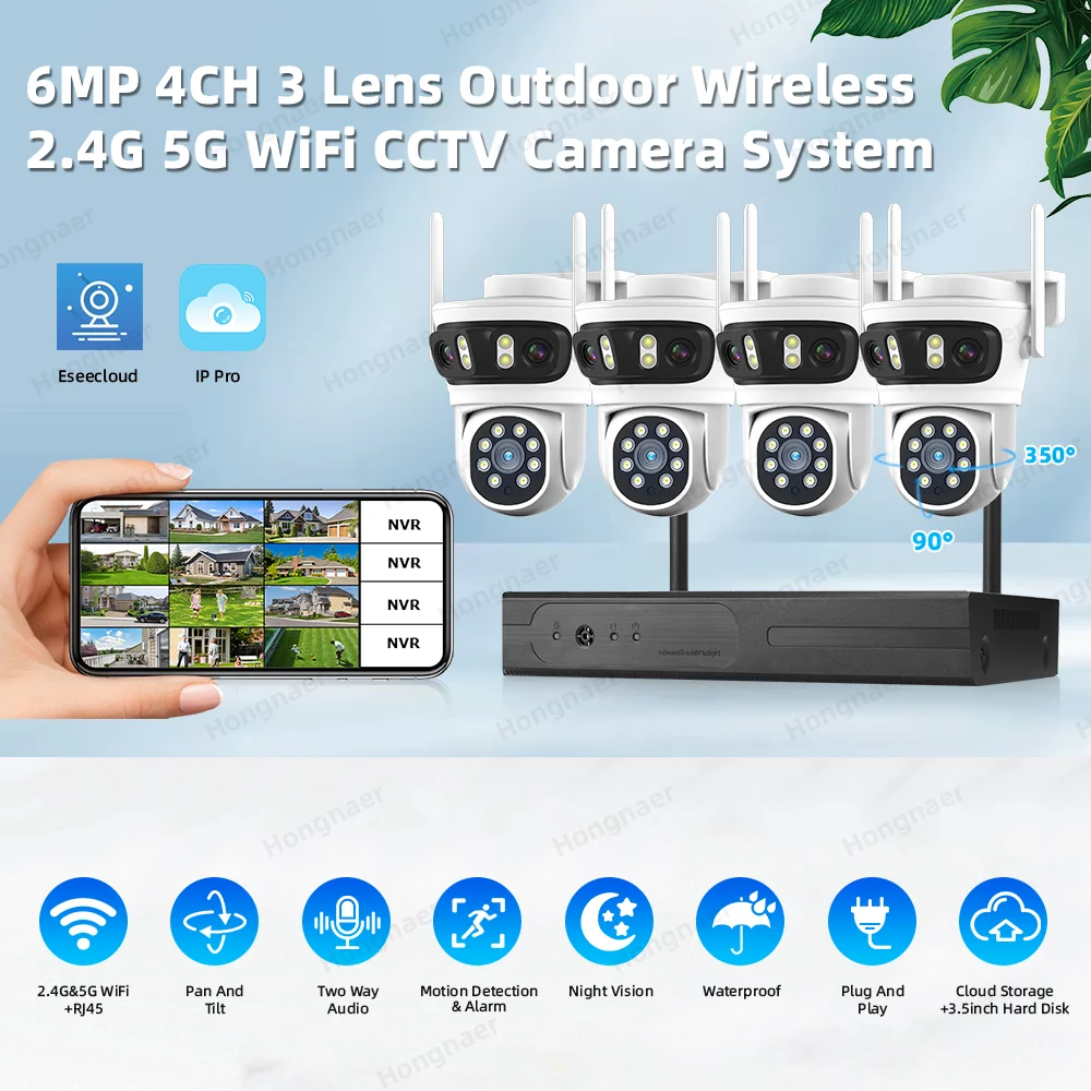 2026 Hongnaer 6MP 4CH 3 Lens 2 - Home Security And Cameras ulasan dan harga