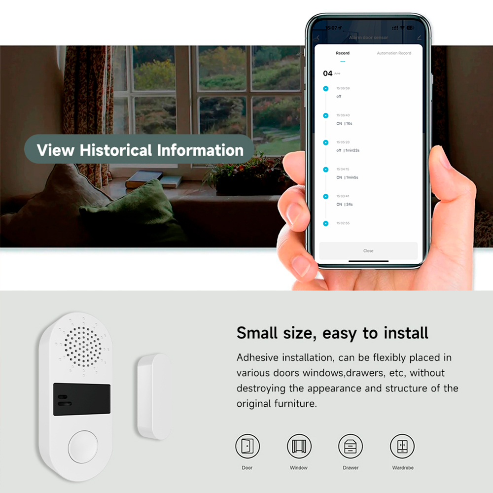 Tuya Zigbee Wireless Door Wind - Home Security Technology ulasan dan harga