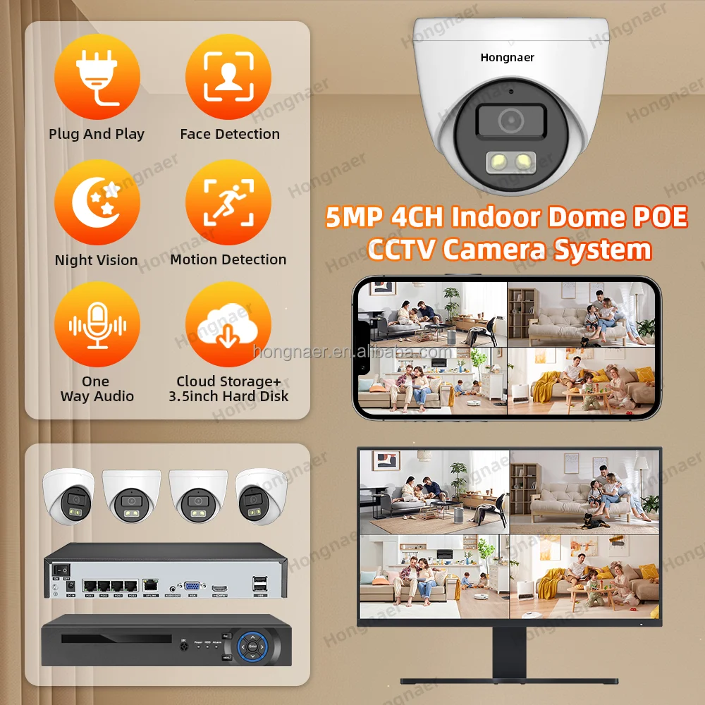 2026 Hongnaer 4MP 5MP 8MP 4CH  - Home Security And Cameras ulasan dan harga
