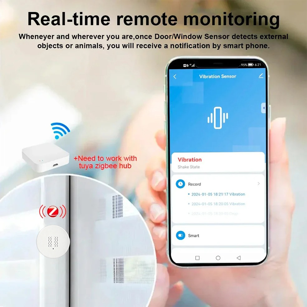 Tuya ZigBee Smart Vibration &  - Home Security Monitoring System ulasan dan harga