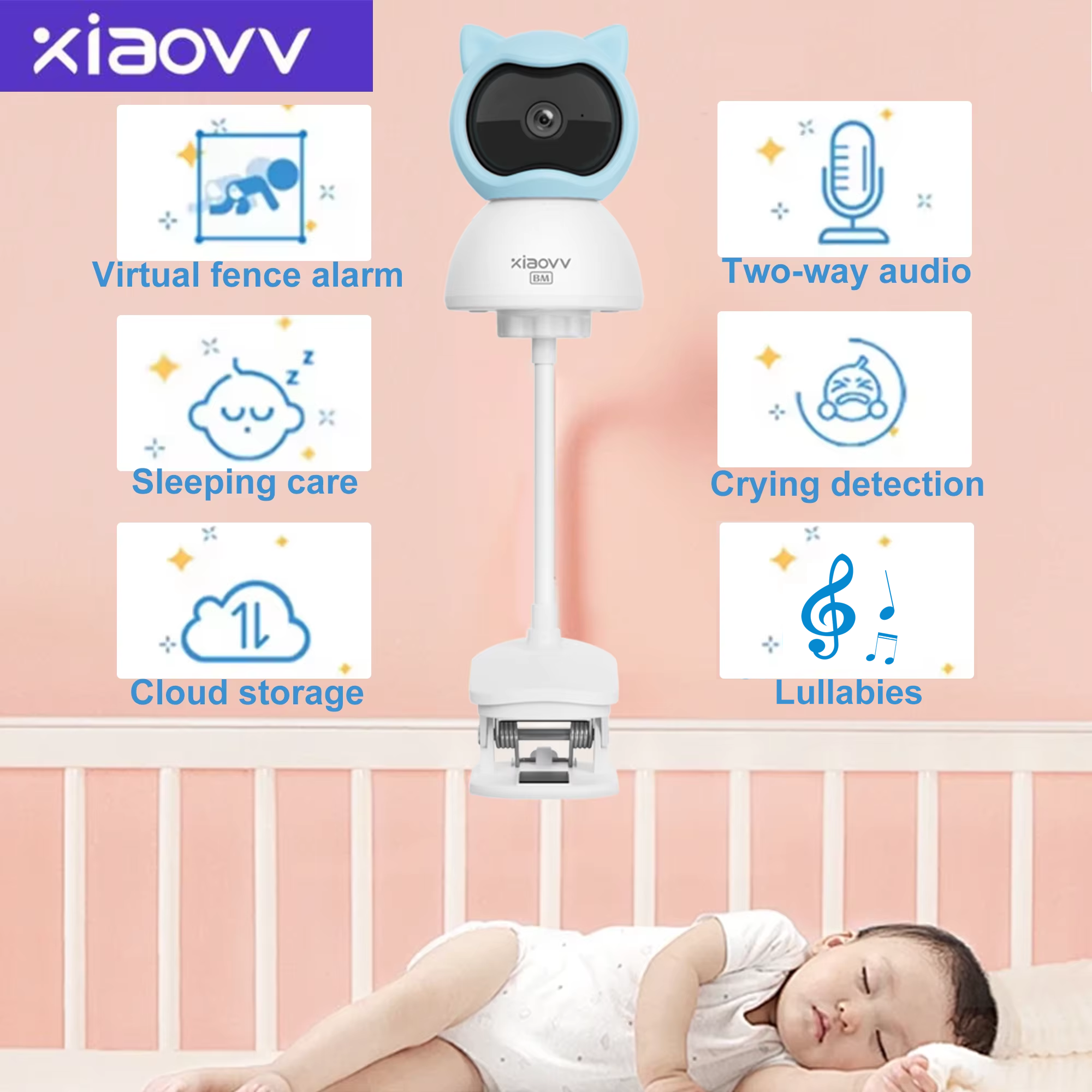 4MP WiFi xiaovv indoor Baby Mo - Home Security Monitoring System ulasan dan harga