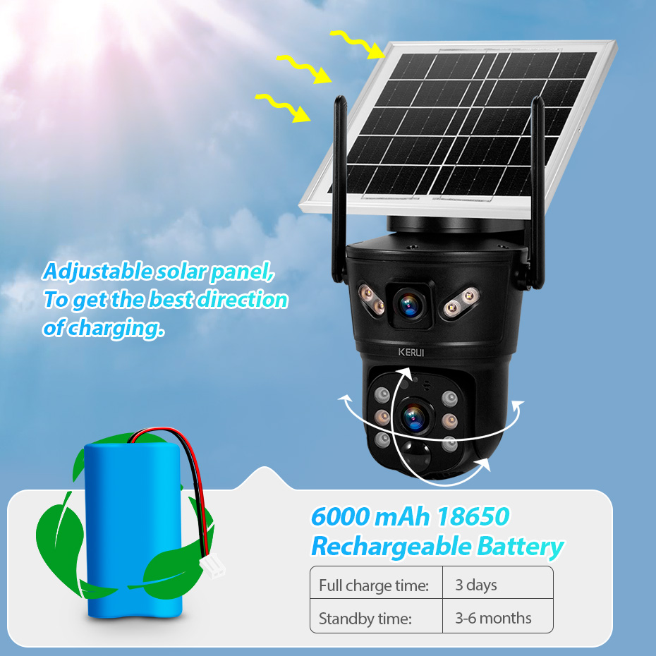KERUI Outdoor 6MP Solar Camera - Home Security Monitoring System ulasan dan harga