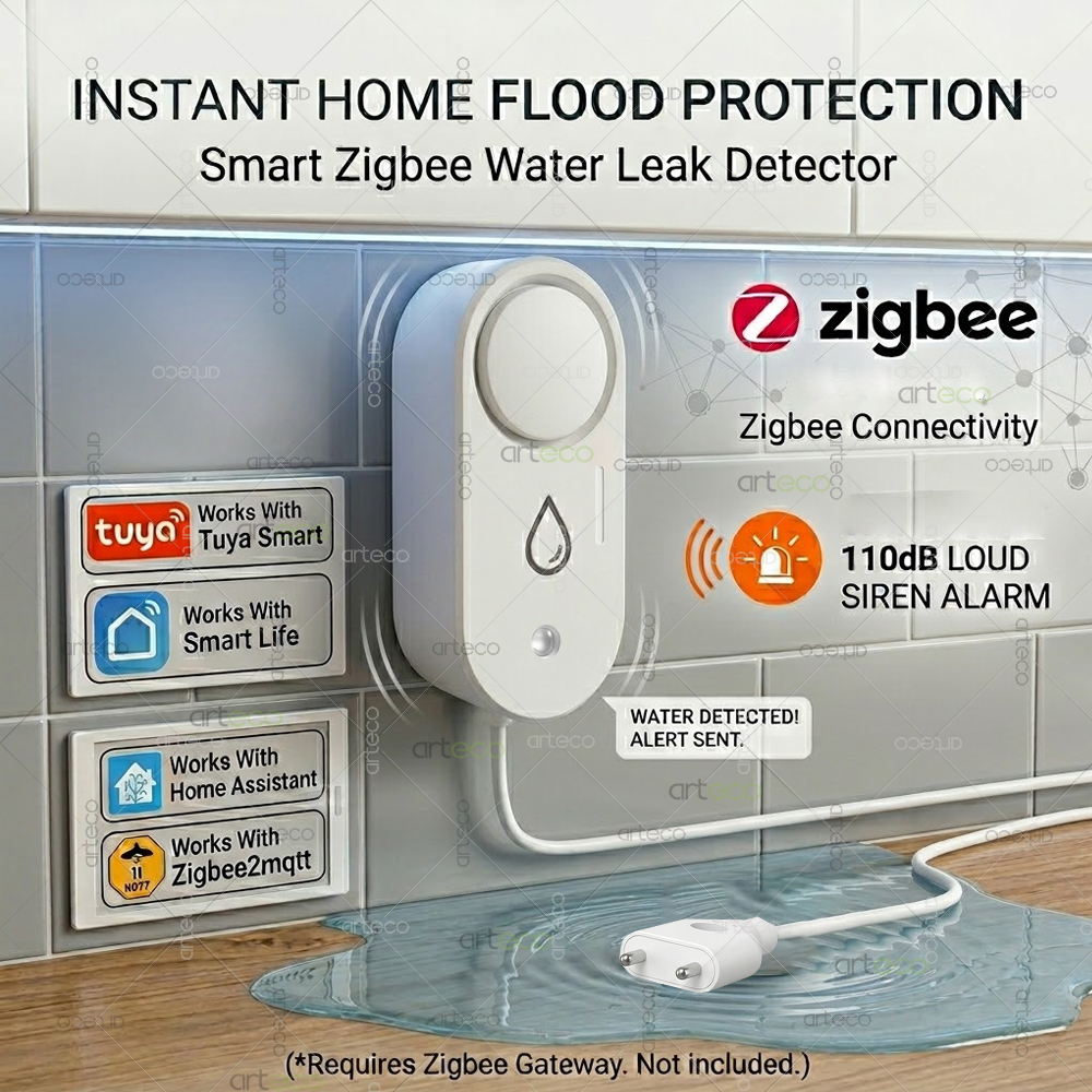 Zigbee Water Leak Detector Sma - Home Security Technology ulasan dan harga
