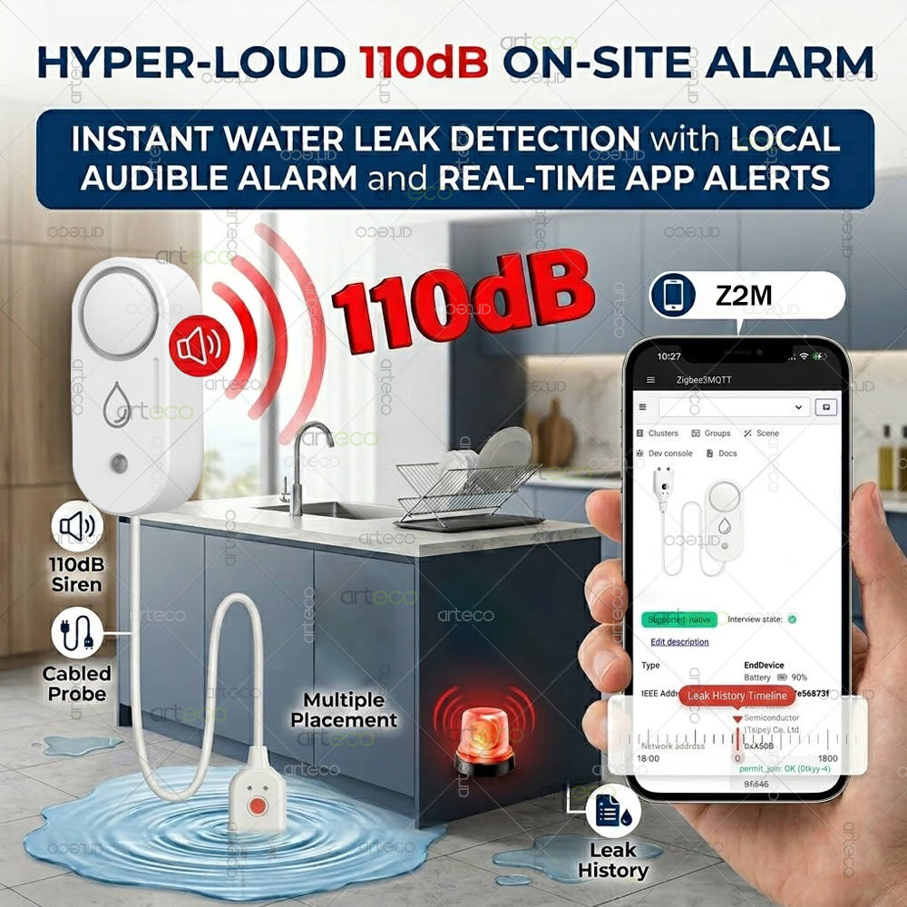 Zigbee Water Leak Detector Sma - Home Security Technology ulasan dan harga