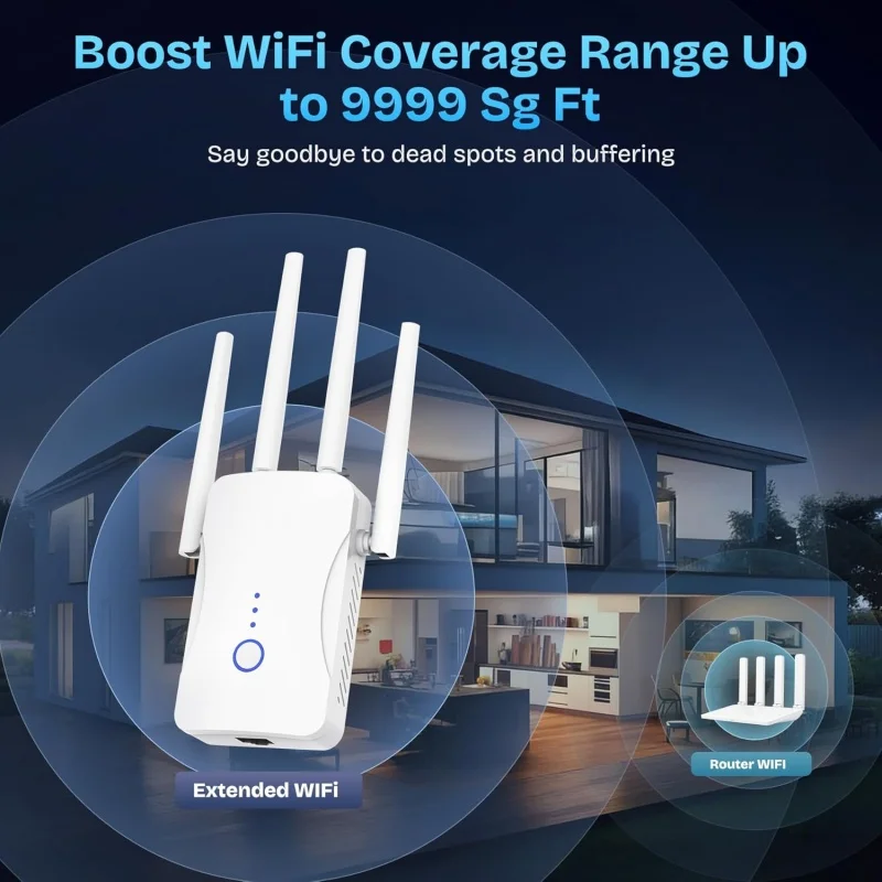 2.4G/5GHz Dual Band WiFi Repea - Home Security Network ulasan dan harga