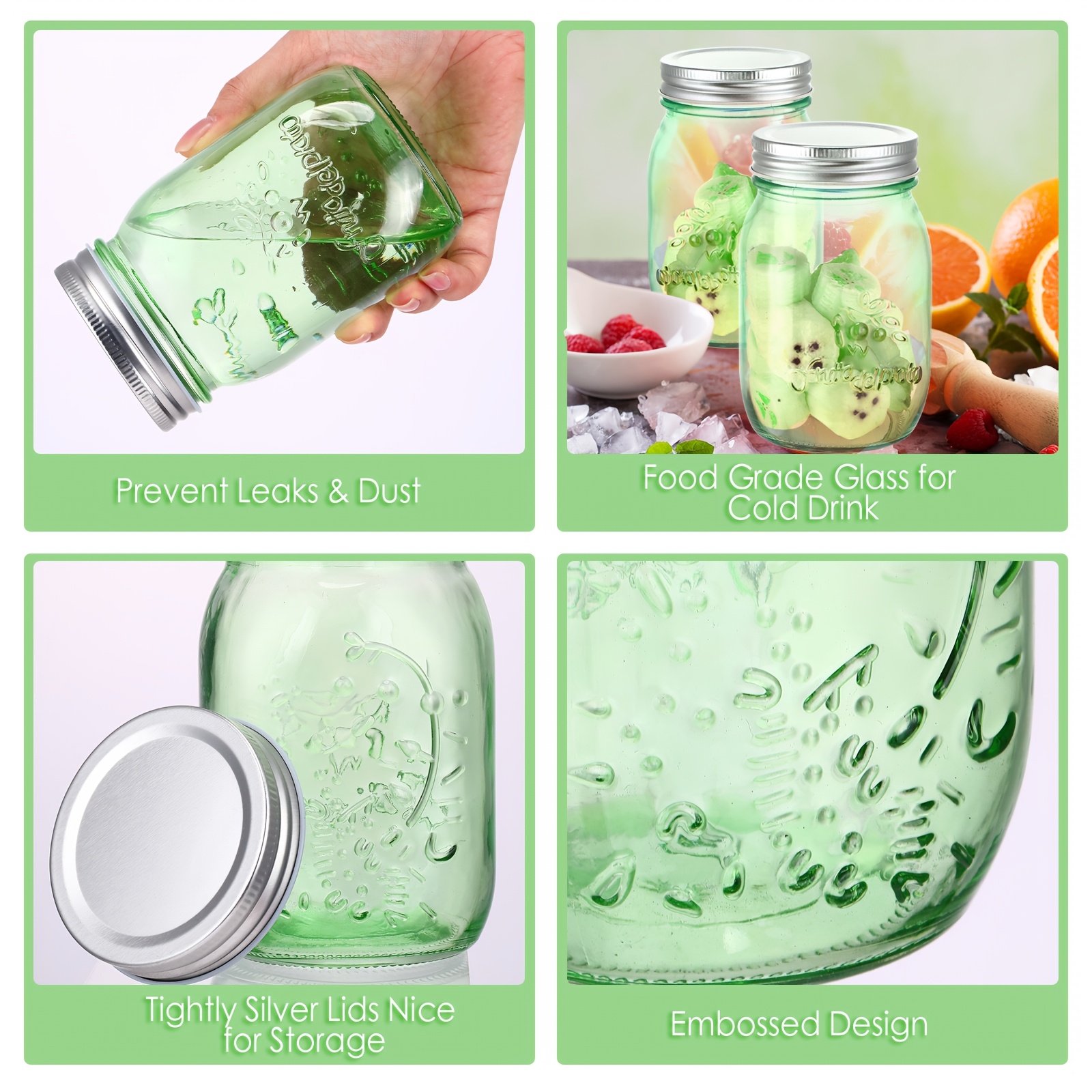 12-Pack 16oz Green Glass Mason - Home Security Project ulasan dan harga